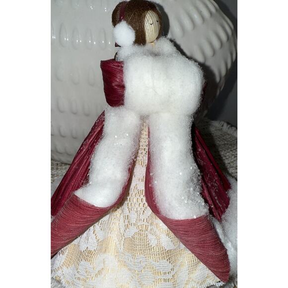 Vintage 1983 Nan’s Corn Husk Christmas Holiday doll Red Sparkling Dress 8” - Picture 3 of 7